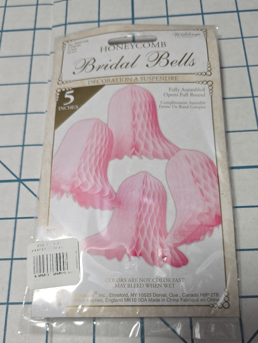 Amscan Tissue Paper Honeycomb Bridal Bells Party Decorations, Pink, Set Of 4, 5"